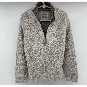 Cuddly Sherpa Kids Ivory Brown‎ Quarter Zip Faux Fur Fleece Pullover  7/8